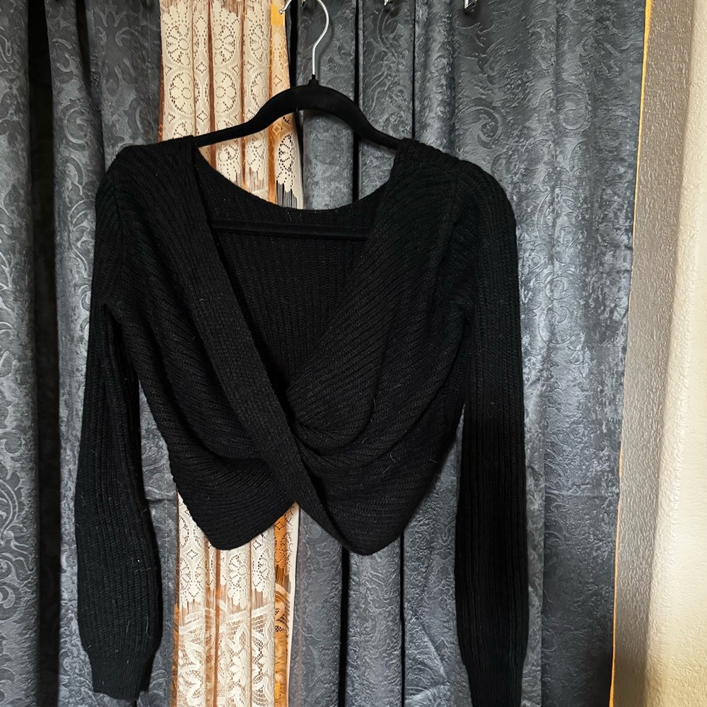 Black Ribbed Knit Sweater